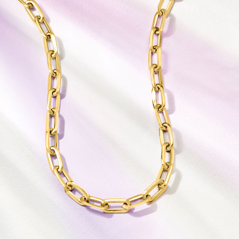 Italian 18kt Yellow Gold Paper Clip Link Necklace. 18&quot; image number 3