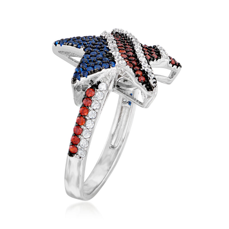 .40 ct. t.w. Simulated Multi-Gemstone and .20 ct. t.w. CZ Star Ring in Sterling Silver image number 2