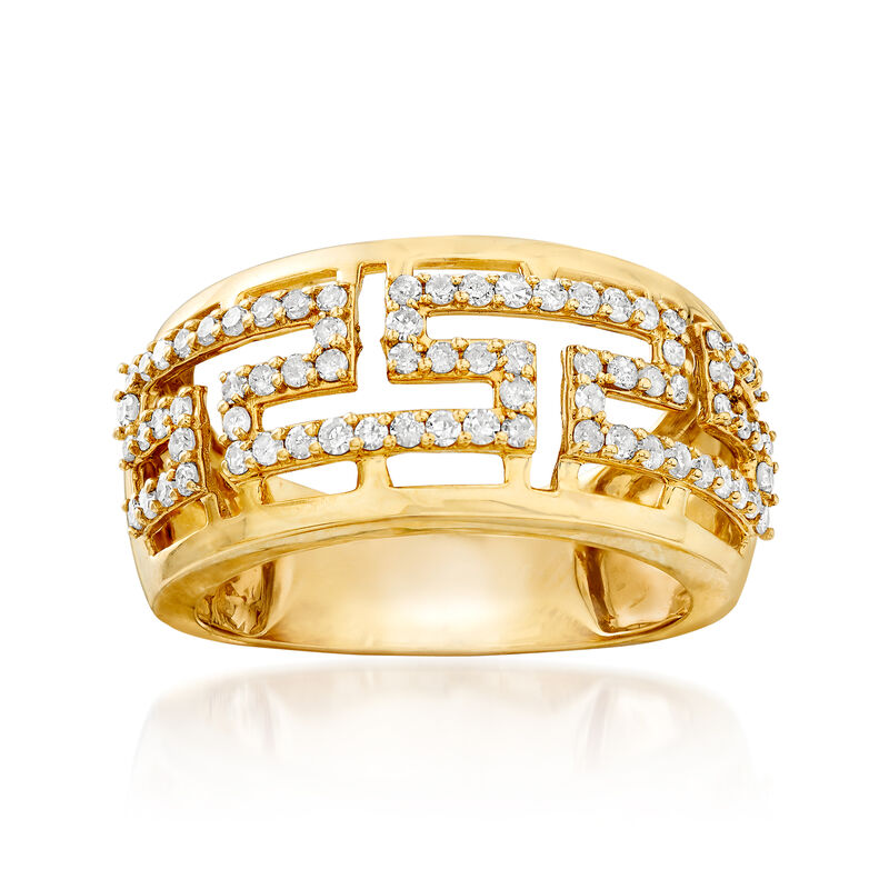 .55 ct. t.w. Diamond Greek Key Ring in 14kt Yellow Gold image number 0
