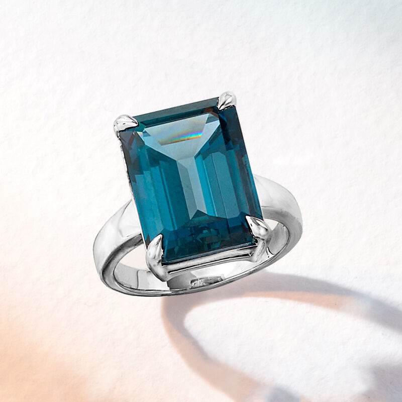 14.00 Carat London Blue Topaz Ring in Sterling Silver image number 5