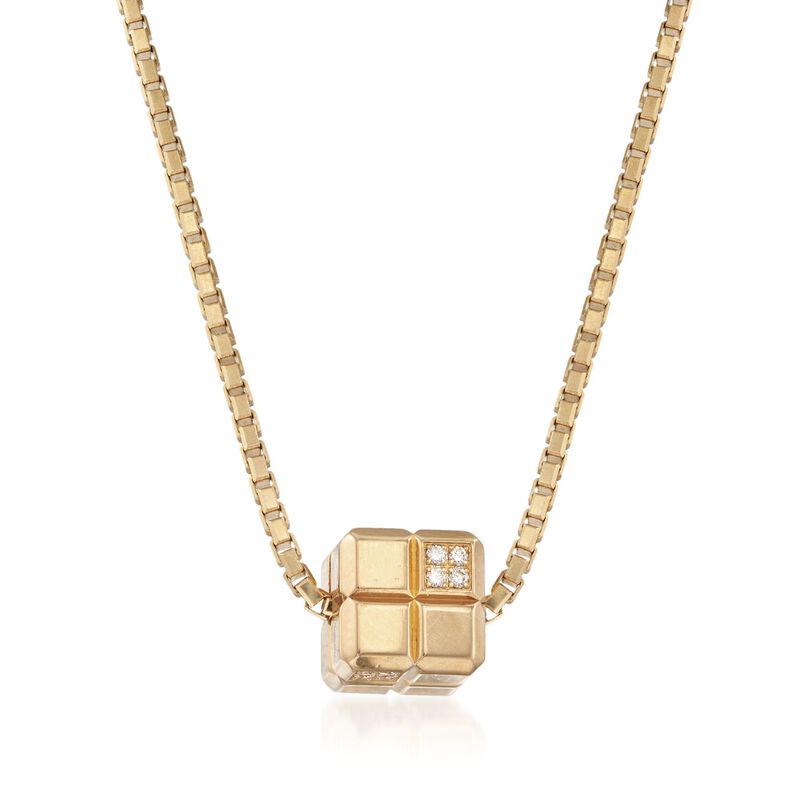 C. 1990 Vintage Chopard Square Slide Necklace with Diamond Accents in 18kt Gold. 16.5&quot; image number 2