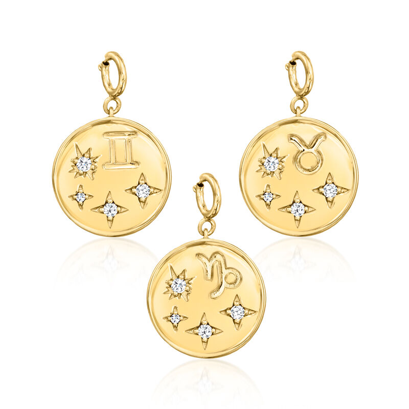 .10 ct. t.w. Diamond Zodiac Charm in 18kt Gold Over Sterling image number 0