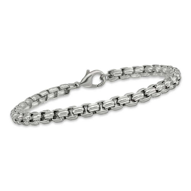 Men's Stainless Steel Fancy Box-Link Bracelet. 8.25&quot; image number 0