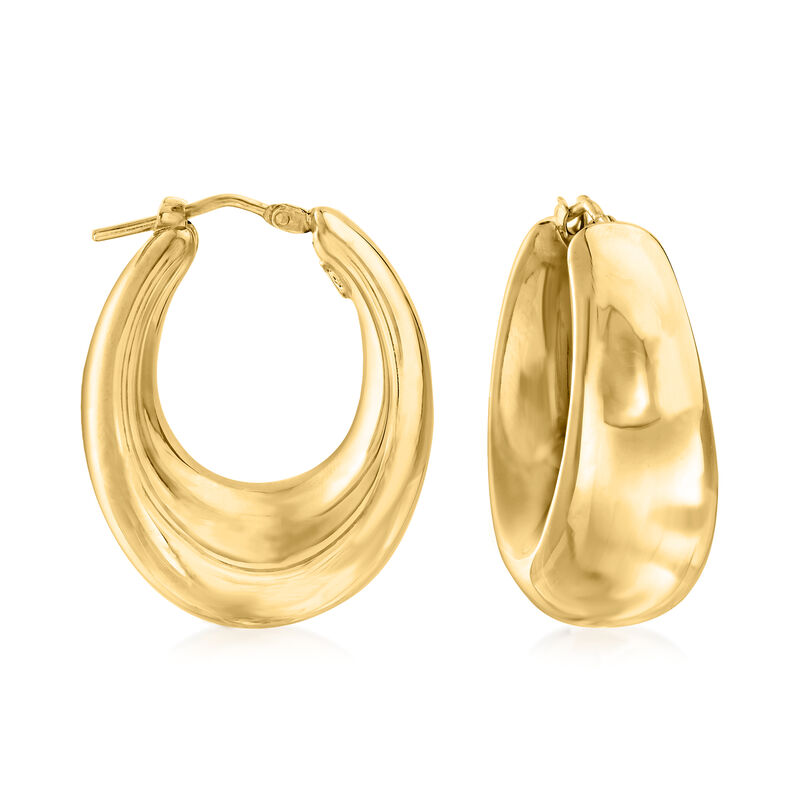 Italian 18kt Gold Over Sterling Graduated Hoop Earrings. 1 1/4&quot; image number 0