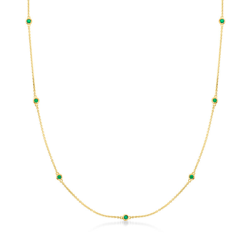 .20 ct. t.w. Emerald Station Necklace in 14kt Yellow Gold image number 0