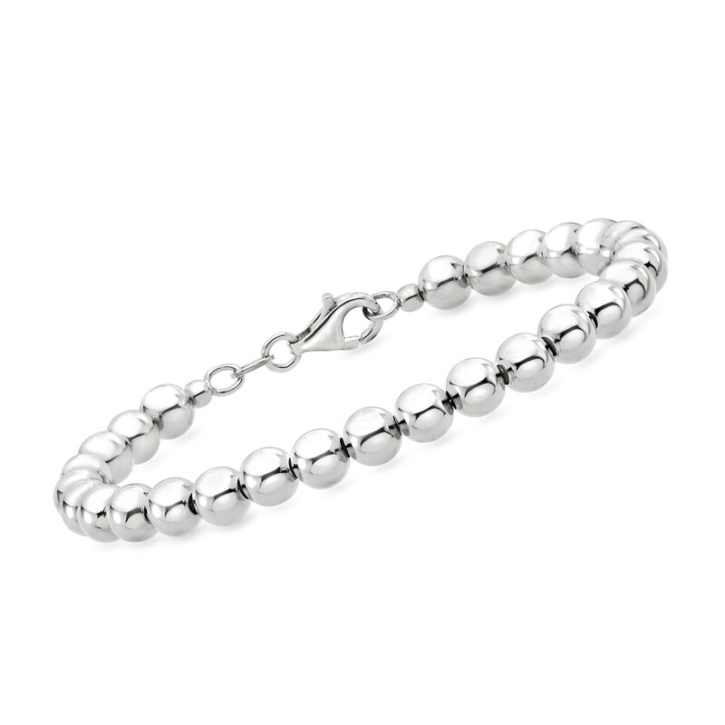 Italian 6mm Sterling Silver Bead Bracelet image number 0