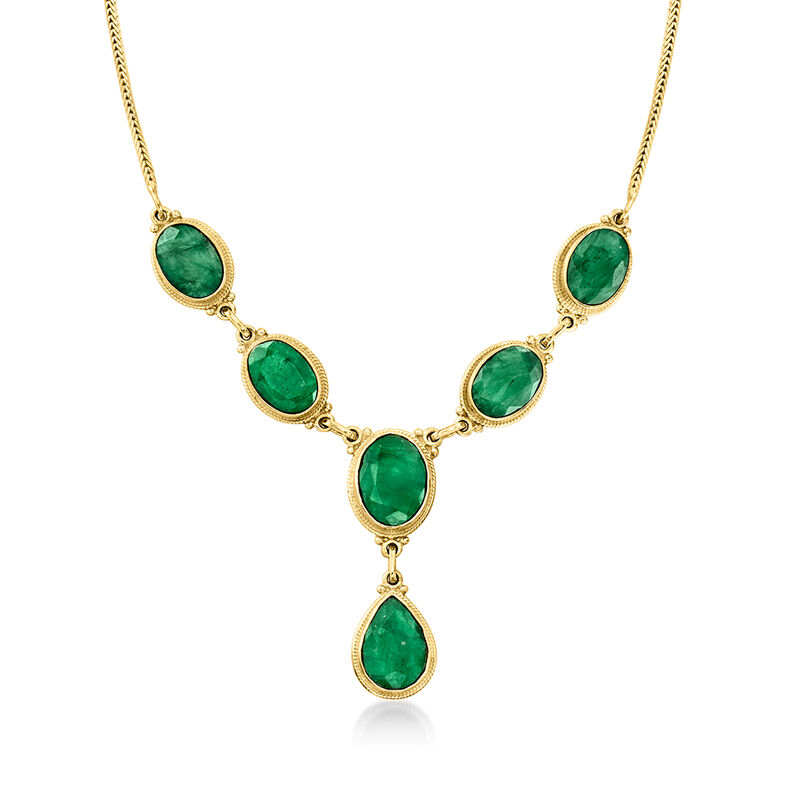 33.75 ct. t.w. Emerald Y-Necklace in 18kt Gold Over Sterling. 18&quot; image number 1
