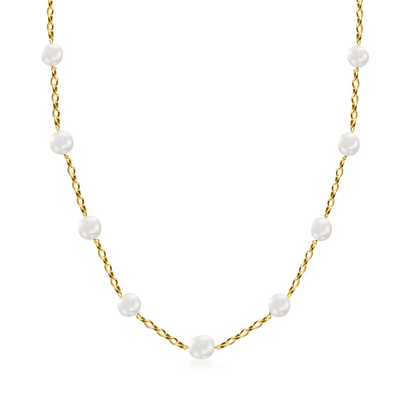 12-15mm Cultured South Sea Pearl Station Necklace in 14kt Yellow Gold. 36&quot; image number 0
