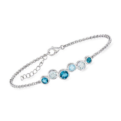 2.20 ct. t.w. Tonal Blue Topaz Bubble Bracelet in Sterling Silver