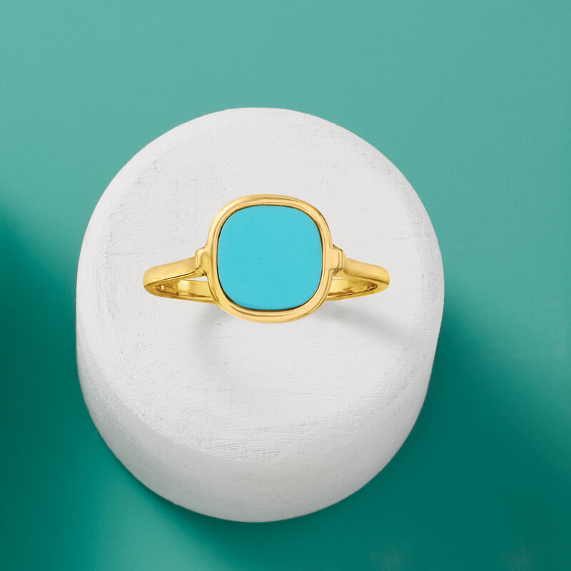 Italian Turquoise Ring in 14kt Yellow Gold image number 3