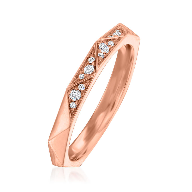 Henri Daussi .17 ct. t.w. Pave Diamond Geometric Wedding Band in 14kt Rose Gold image number 2