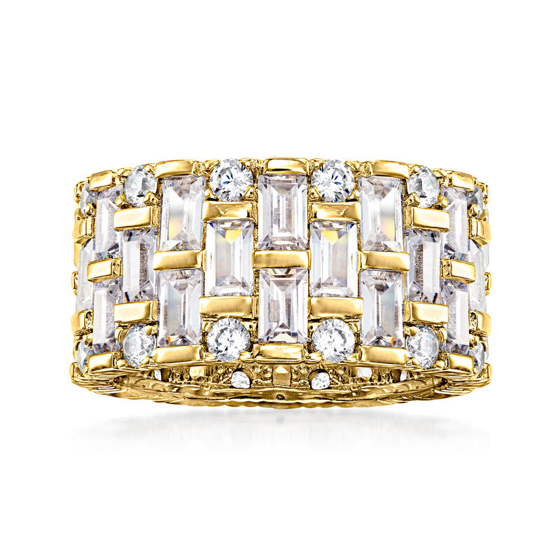 6.55 ct. t.w. Baguette and Round CZ Eternity Band in 18kt Gold Over Sterling image number 0