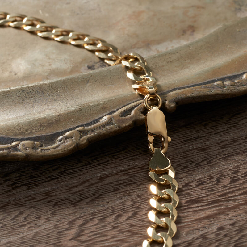 Men's 6.7mm 14kt Yellow Gold Curb Chain Necklace image number 2