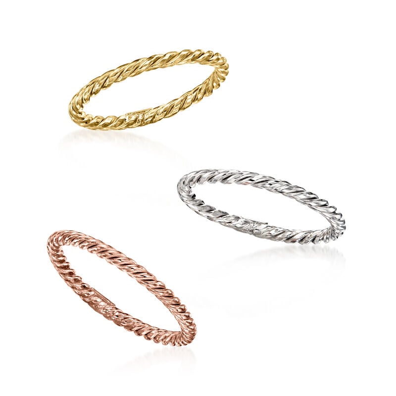 18kt Tri-Colored Gold Jewelry Set: Three Roped Rings image number 3
