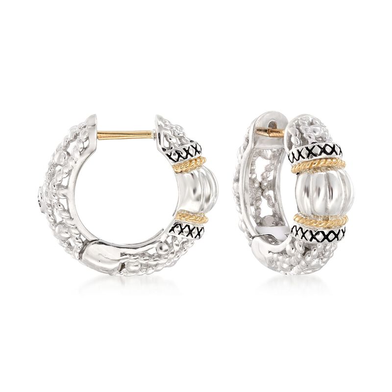 Andrea Candela &quot;La Corona&quot; Sterling Silver and 18kt Yellow Gold Small Hoop Earrings image number 0