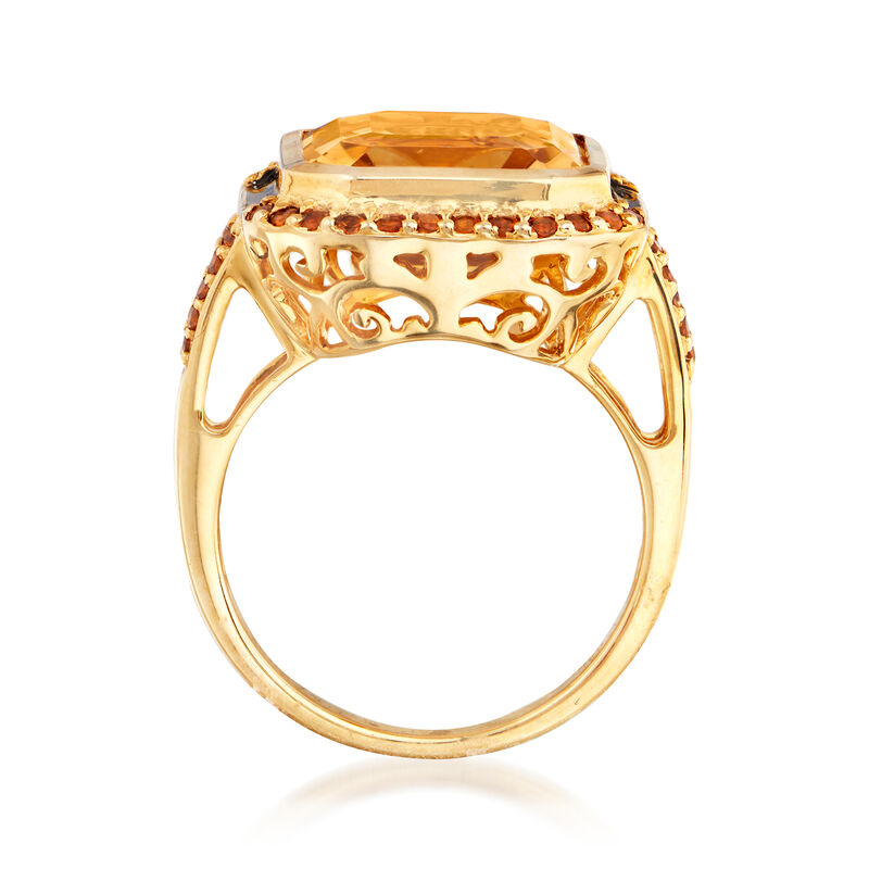 7.71 ct. t.w. Citrine and Black Enamel Ring in 18kt Gold Over Sterling image number 3