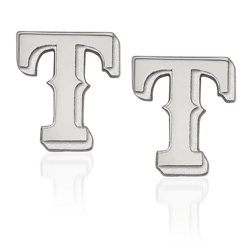 14kt White Gold MLB Texas Rangers Extra Small Stud Earrings image number 1