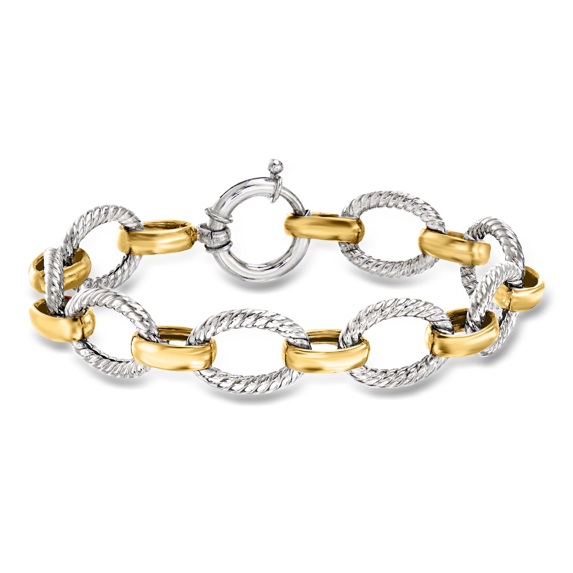 Sterling Silver and 18kt Gold Over Sterling Silver Twisted-Oval