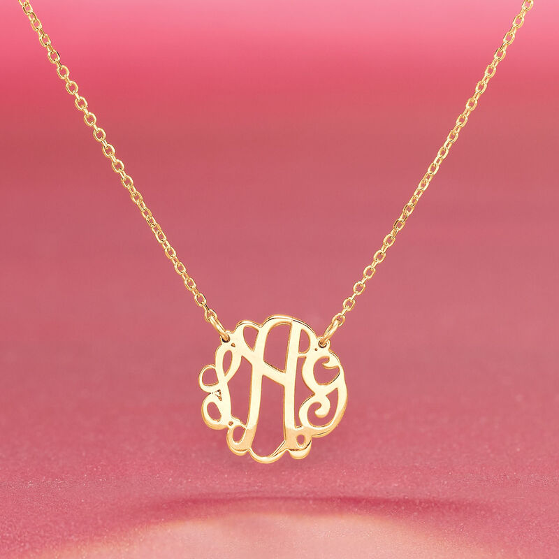 14kt Yellow Gold Petite Script Monogram Necklace image number 3