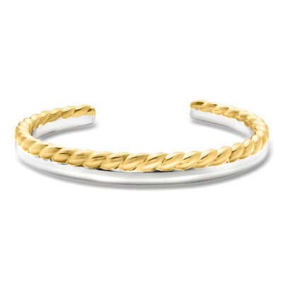 Silver and 14kt Gold-Plated Two-Row Cuff Bracelet