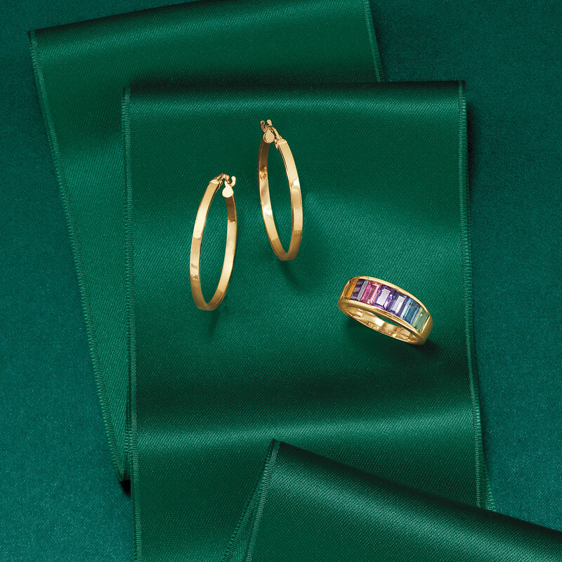Italian 14kt Yellow Gold Hoop Earrings. 1 1/8&quot; image number 2