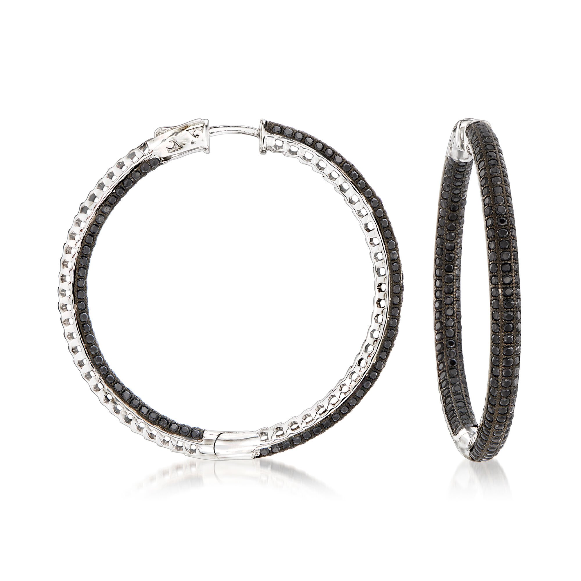7.25 ct. t.w. Black Spinel Inside-Outside Hoop Earrings in