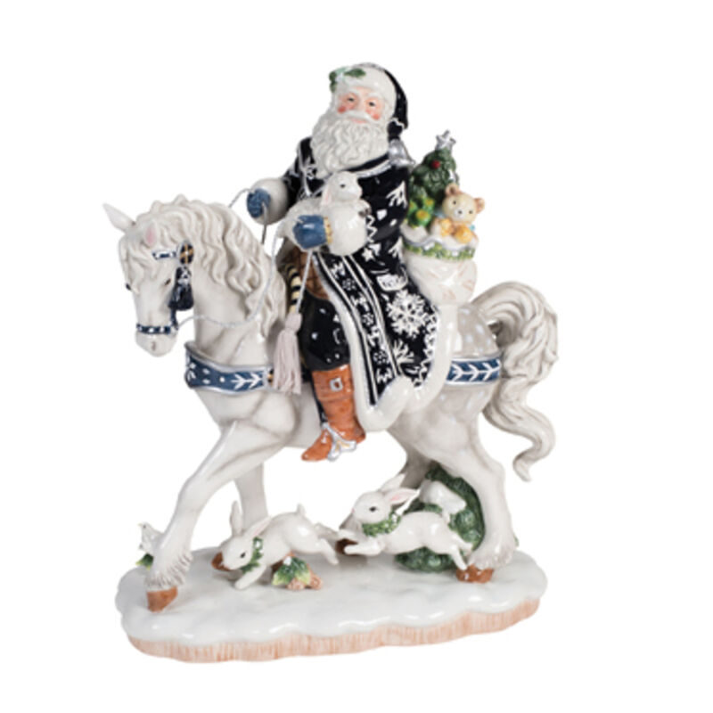 Fitz and Floyd "Bristol Holiday" Santa on Horse Figurine image number 0