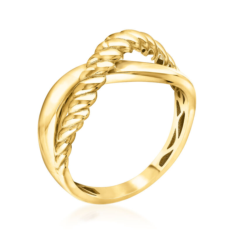 14kt Yellow Gold Ribbed Crisscross Ring image number 3