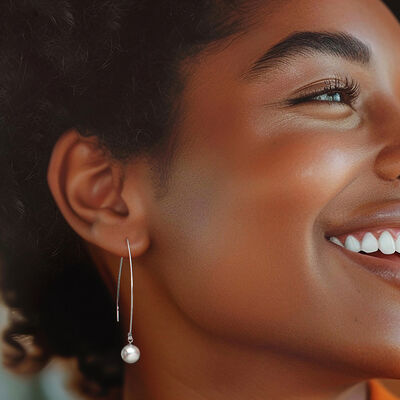 8-8.5mm Shell Pearl Drop Earrings in Sterling Silver