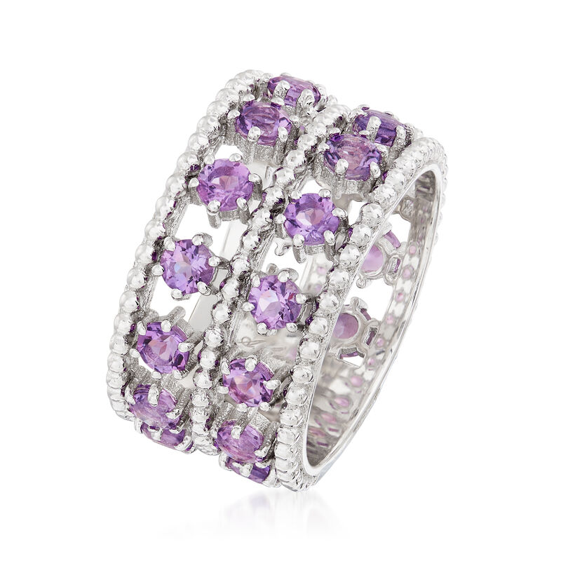 Andrea Candela &quot;Cava&quot; 2.20 ct. t.w. Amethyst Two-Row Ring in Sterling Silver image number 2