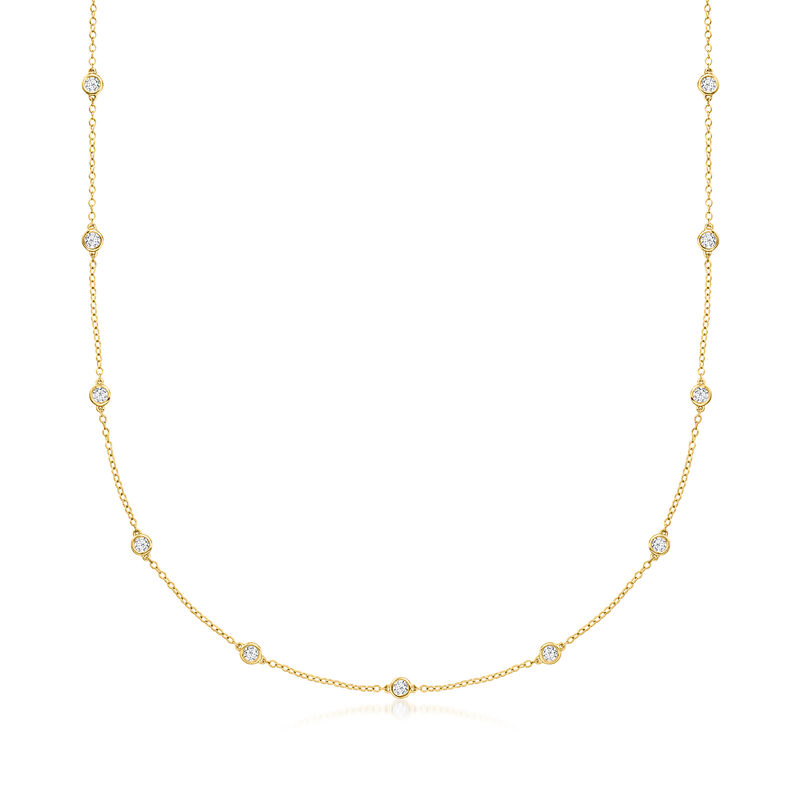 1.00 ct. t.w. Bezel-Set Lab-Grown Diamond Station Necklace in 14kt Yellow Gold image number 0