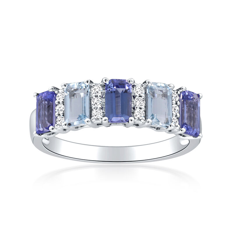 1.50 ct. t.w. Tanzanite and Aquamarine Ring with Diamonds in 14kt White Gold image number 0