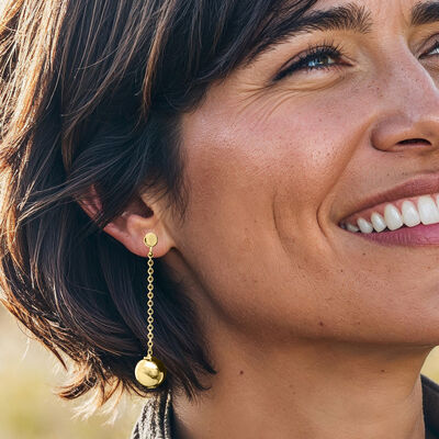 Italian 18kt Gold Over Sterling Bead Drop Earrings