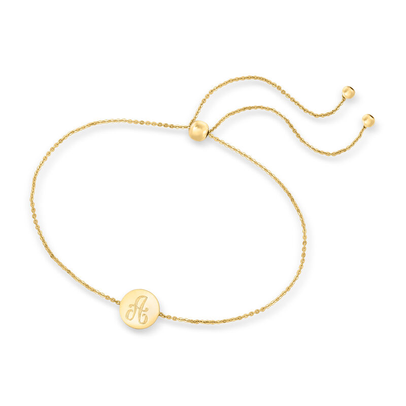14kt Yellow Gold Personalized Disc Bolo Bracelet image number 2
