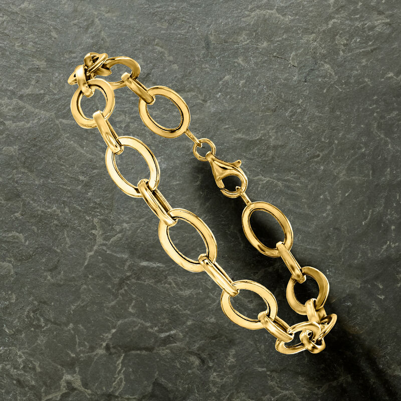 Italian 14kt Yellow Gold Paper Clip Link Bracelet image number 4