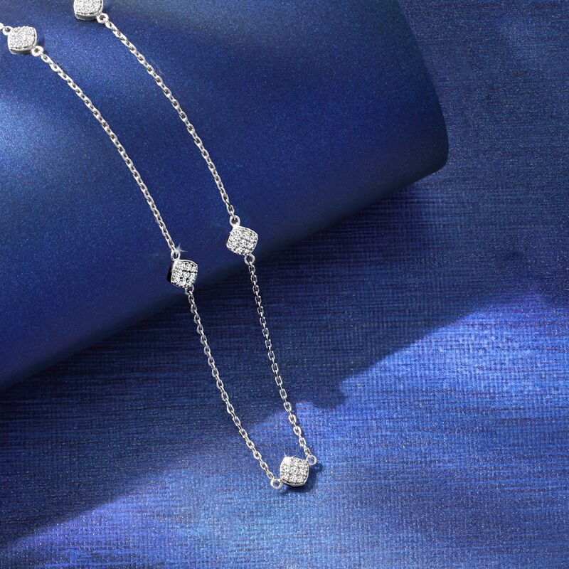 .50 ct. t.w. Diamond Station Necklace in Sterling Silver image number 2