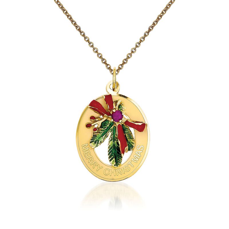 14kt Yellow Gold Mistletoe Pendant Necklace image number 0