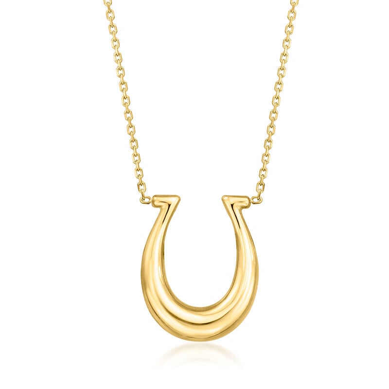 Italian 14kt Yellow Gold Horseshoe Necklace image number 0