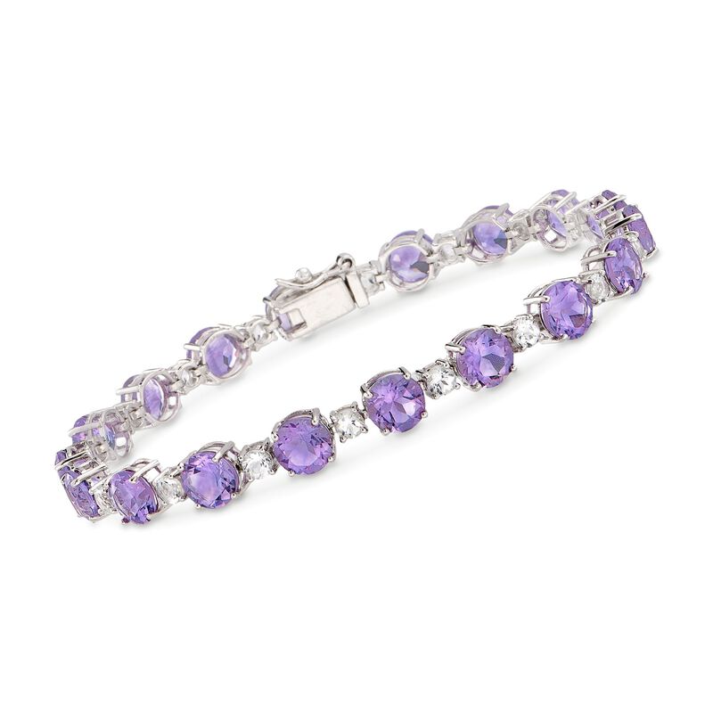 12.00 ct. t.w. Amethyst and 1.80 ct. t.w. White Topaz Tennis Bracelet in Sterling Silver image number 0