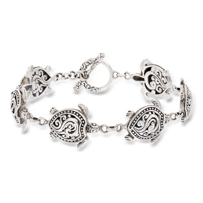 Sterling Silver Bali-Style Turtle Bracelet