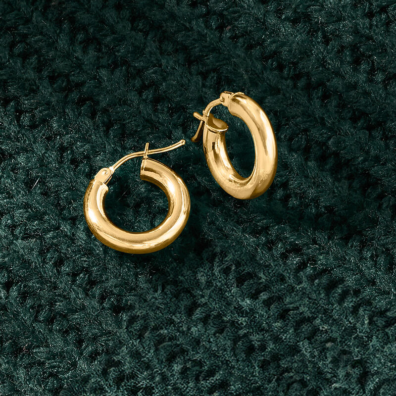 Italian 10kt Yellow Gold Huggie Hoop Earrings. 1/2" image number 3