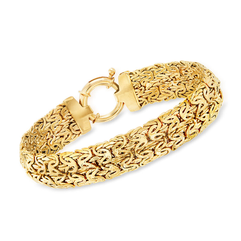 18kt Gold Over Sterling Wide Byzantine Bracelet image number 0