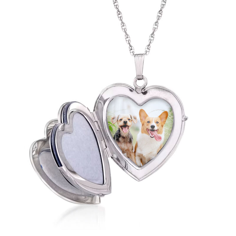 Sterling Silver Personalized Four-Photo Heart Locket Necklace image number 2