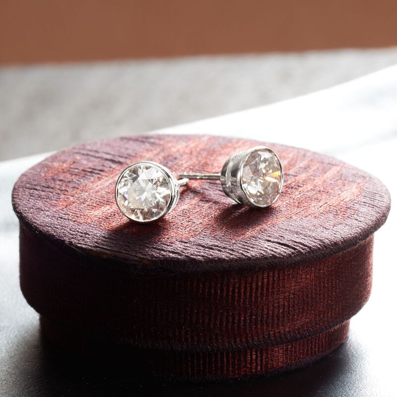 2.00 ct. t.w. Bezel-Set Diamond Stud Earrings in 14kt White Gold image number 3