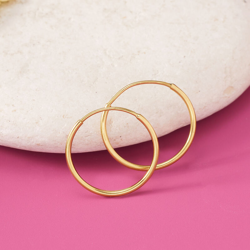 14kt Yellow Gold Endless Hoop Earrings. 1/2&quot; image number 2