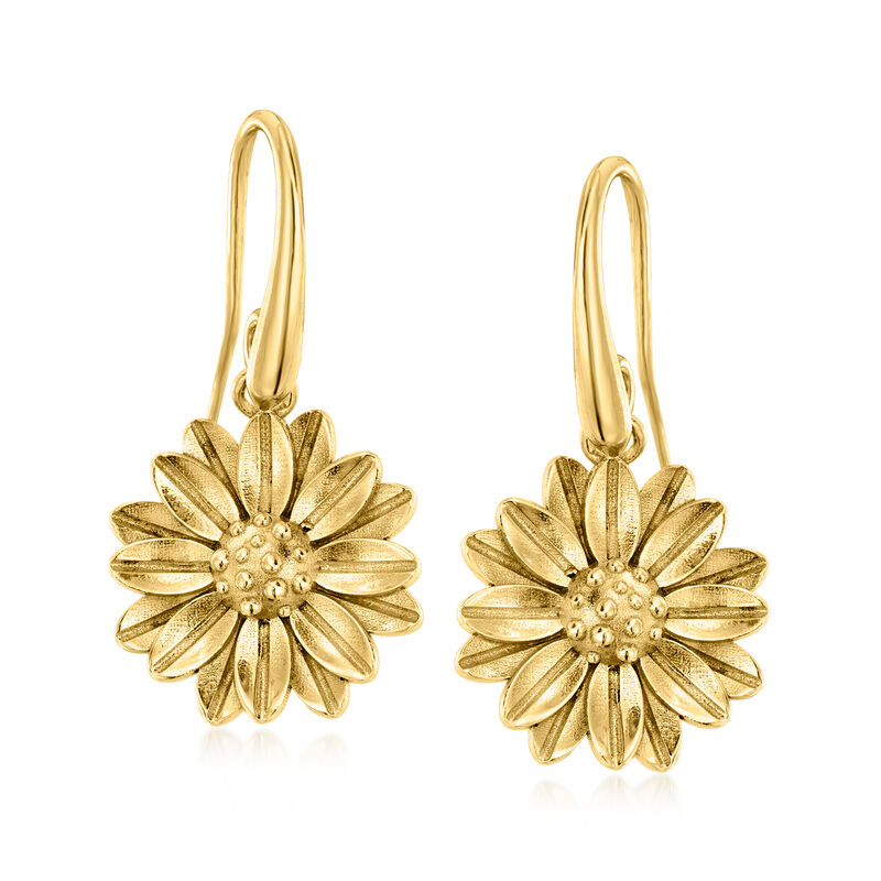 Italian 18kt Gold Over Sterling Daisy Drop Earrings image number 0