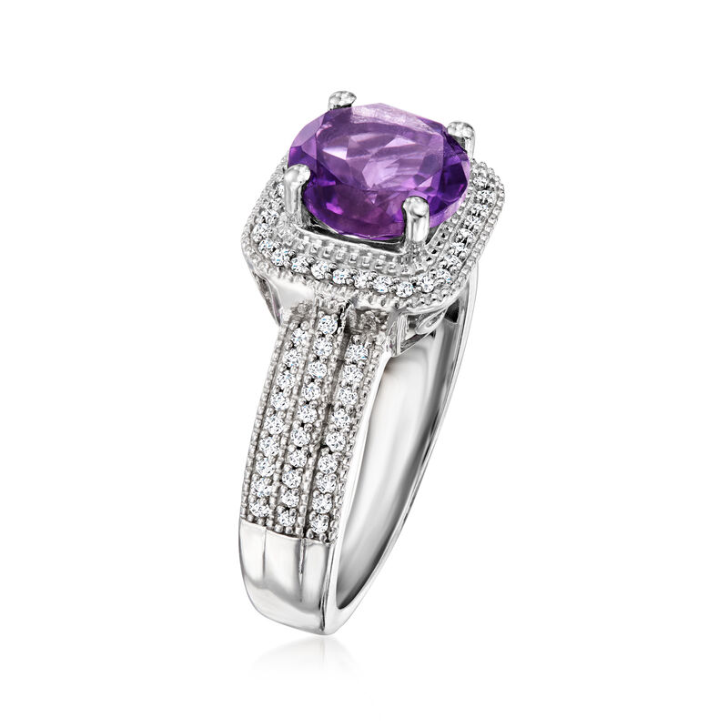 1.70 Carat Amethyst and .33 ct. t.w. Diamond Ring in Sterling Silver image number 2