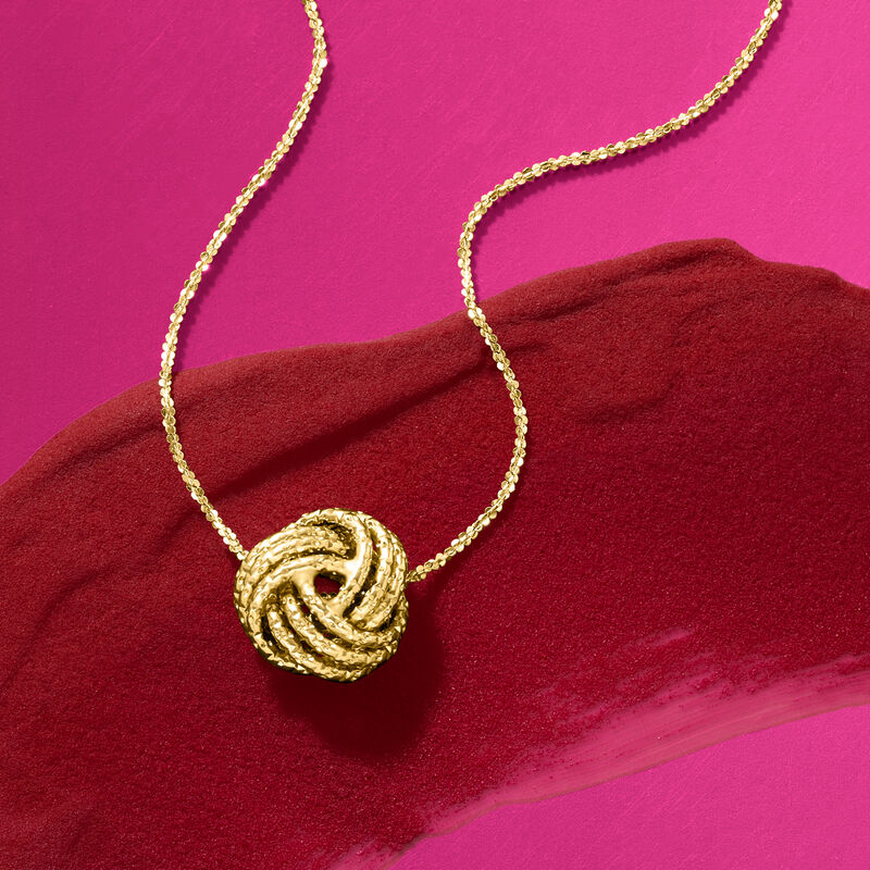 Italian 14kt Yellow Gold Textured Love Knot Necklace image number 3