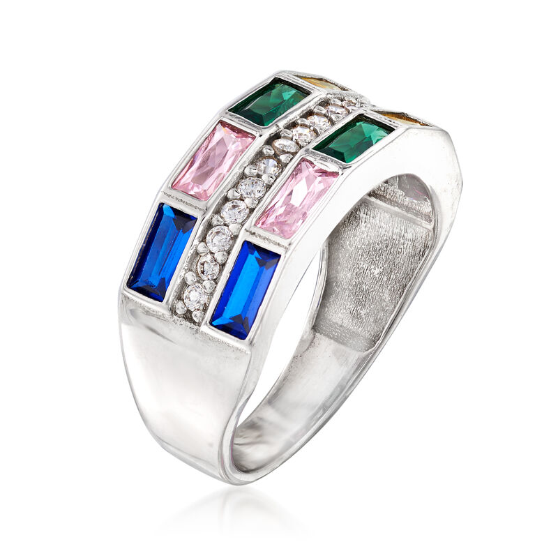 2.55 ct. t.w. Multicolored CZ Ring in Sterling Silver image number 2