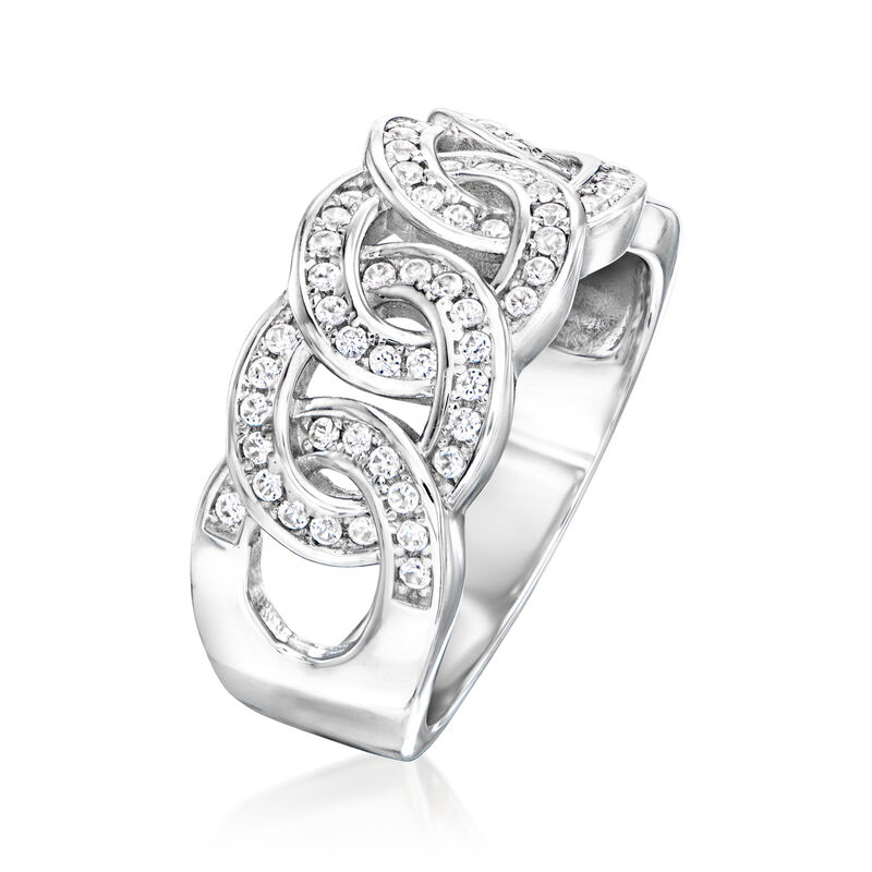 .60 ct. t.w. White Zircon Interlocking-Circles Ring in Sterling Silver image number 2